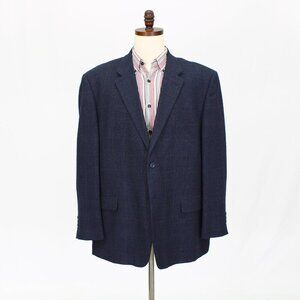 Joseph & Feiss 52R Navy Check 2-Button Sport Coat Blazer Jacket P469